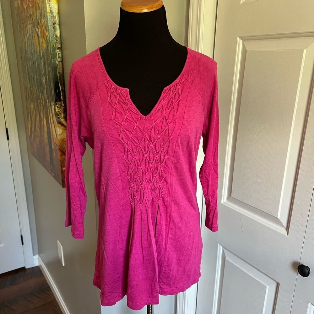 L.L.Bean Bright Pink 3/4 Sleeve Tee